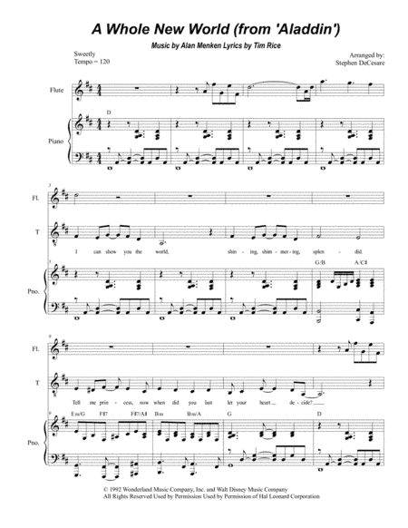 A Whole New World (from 'Aladdin') (arr. Stephen DeCesare)