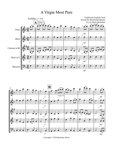A Virgin Most Pure (F) (Woodwind Quintet - 1 Flute, 1 Oboe, 1 Clar, 1 Hrn, 1 Bassoon) (arr. Regis Bookshar)