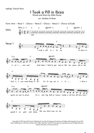 I Took A Pill In Ibiza (arr. Andrea La Rose)