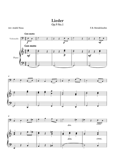Lieder Op.9 No.1 (arr. André Nusa)