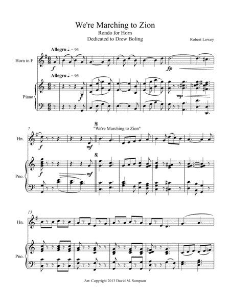 We're Marching to Zion (arr. David M. Sampson)