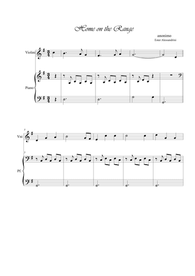 Home on the range. Violin and piano (arr. Ester Alessandrini)