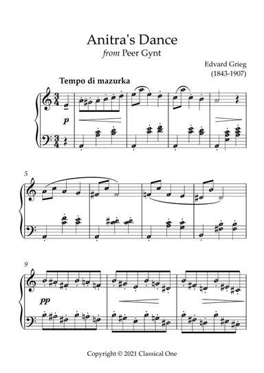 Grieg - Anitra's Dance(With Note name) (arr. MPS)