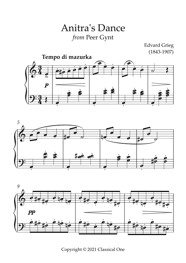 Grieg - Anitra's Dance(With Note name) (arr. MPS)