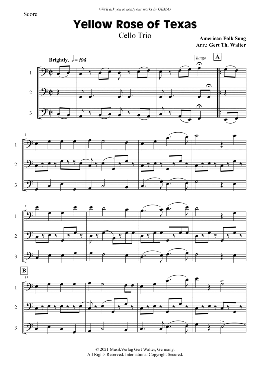 Yellow Rose of Texas (arr. Gert Th. Walter)
