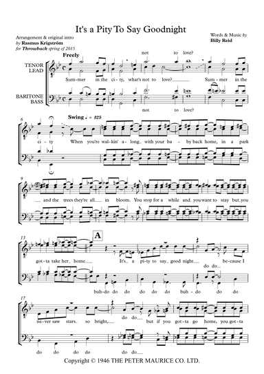 It's A Pity To Say Goodnight (arr. Rasmus Krigström)