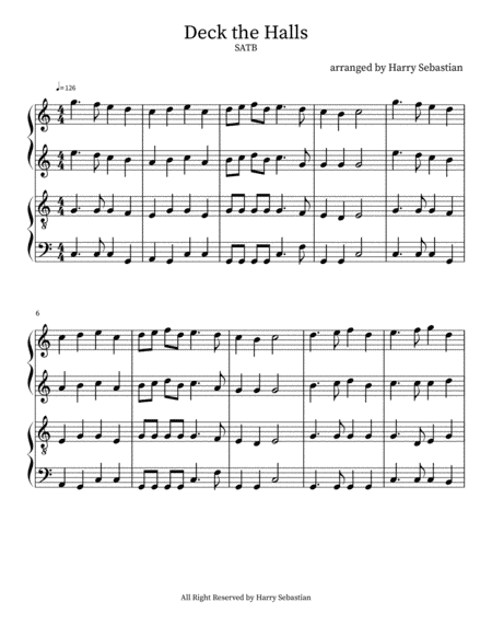 Deck The Halls- SATB with parts (arr. Harry Sebastian)
