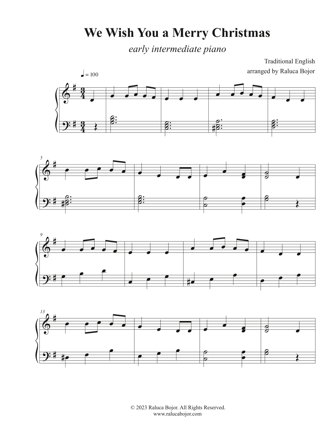 We Wish You a Merry Christmas (early intermediate) (arr. Raluca Bojor)