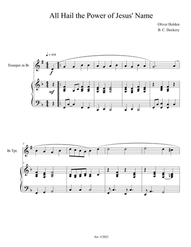 All Hail the Power of Jesus' Name (Trumpet Solo with Piano Accompaniment) (arr. B. C. Dockery)