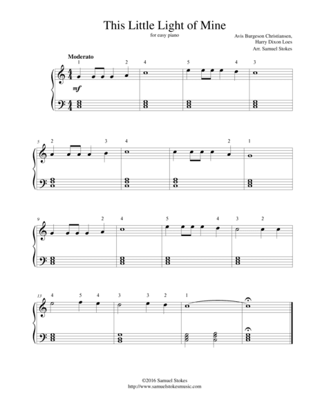 This Little Light of Mine - easy piano (arr. Samuel Stokes)