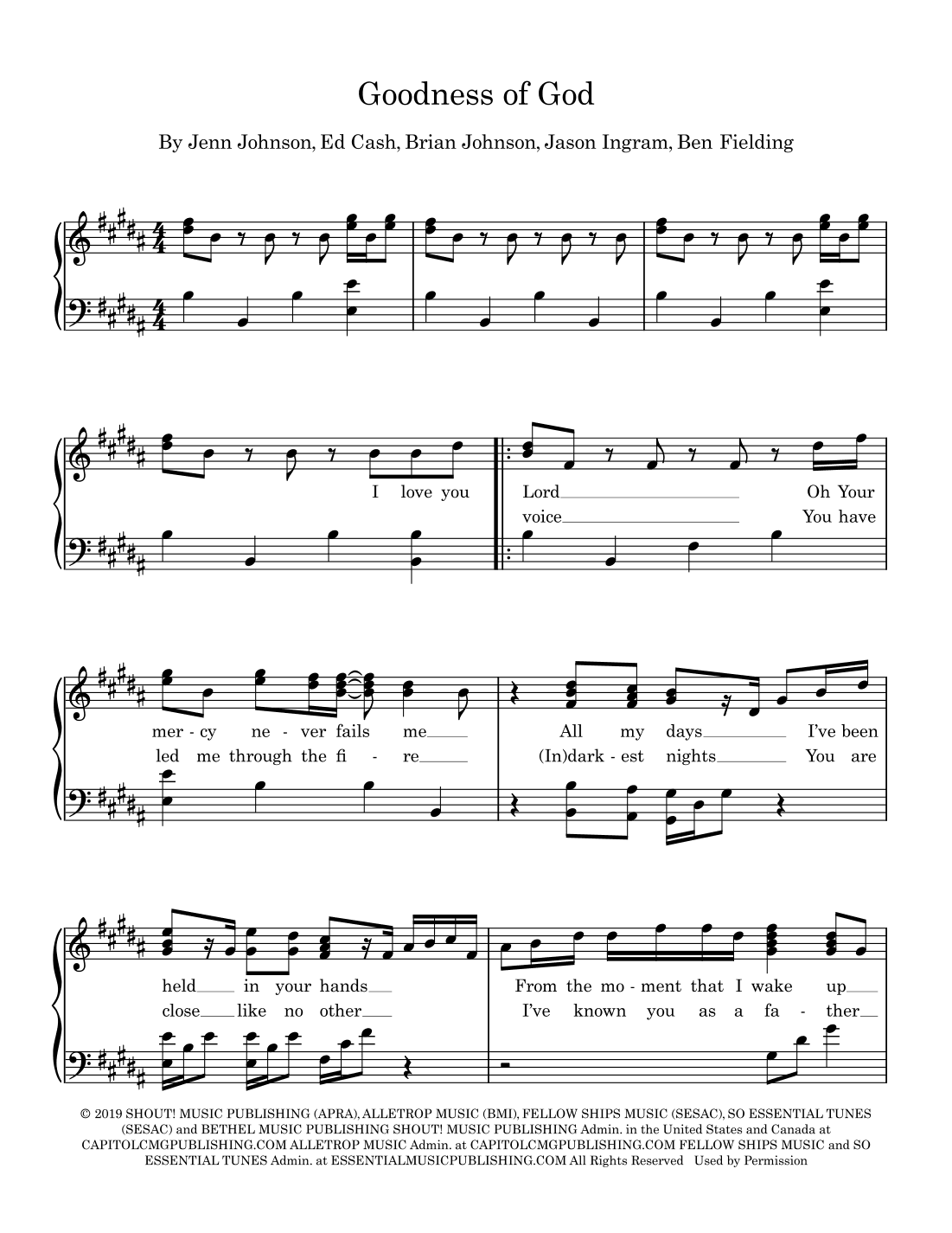 Goodness Of God (arr. Julie Wormald)