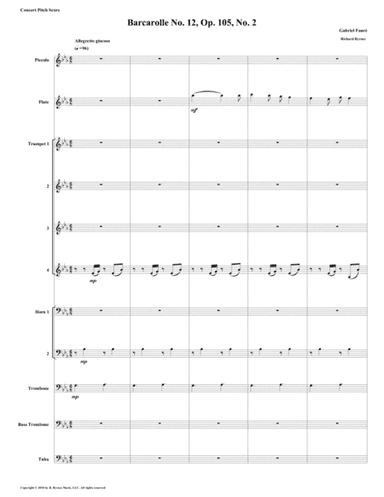 Barcarolle 12, Op. 105, No. 2 by Gabriel Fauré (Brass Nonet + Picc, Fl.) (arr. Richard Byrnes)