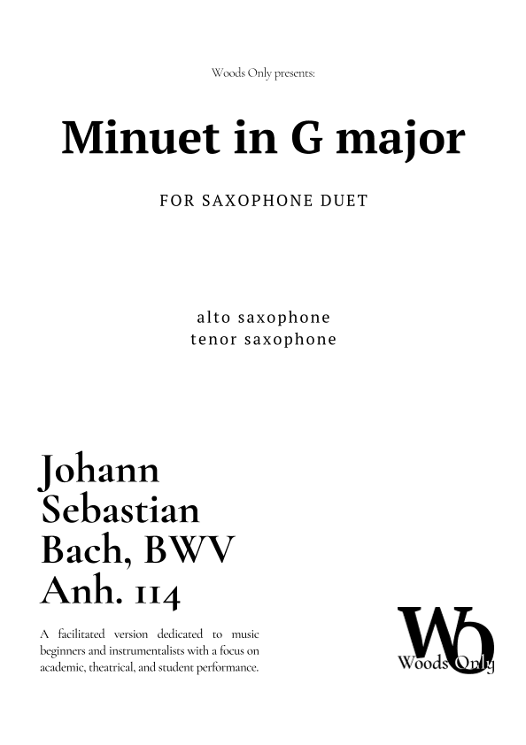 Minuet in G major by Bach for Saxophone Duet (arr. Ander)