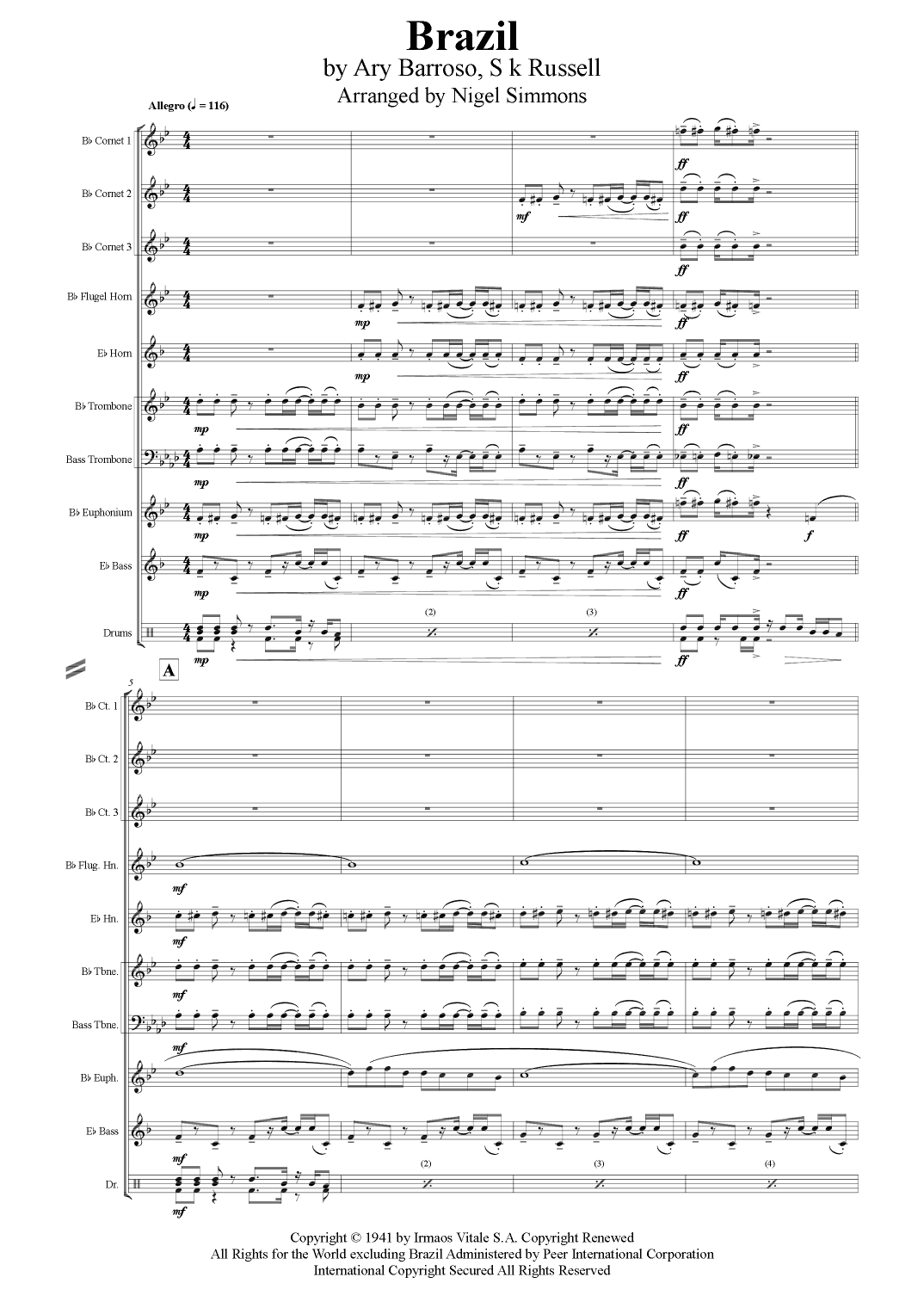 Brazil (arr. Nigel Simmons)
