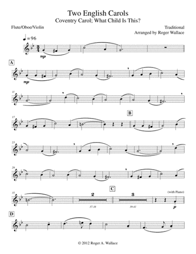Two English Carols (Coventry Carol; What Child Is This?) Violin & Piano (arr. Roger Wallace)