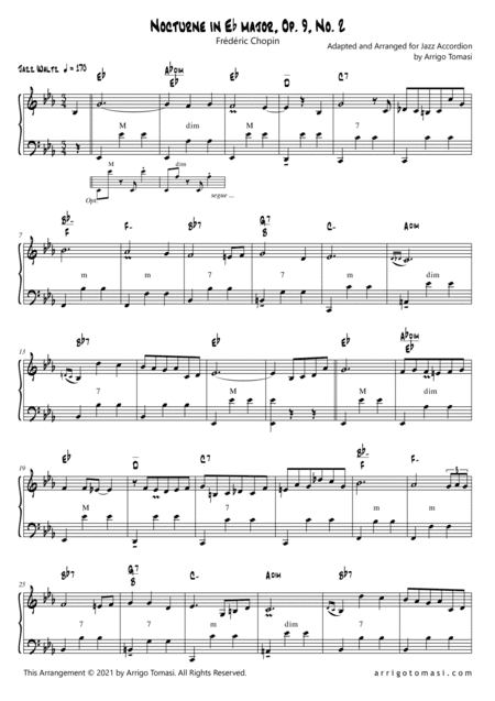 Chopin Nocturne Op. 9 No.2 for Jazz Accordion (arr. Arrigo Tomasi)