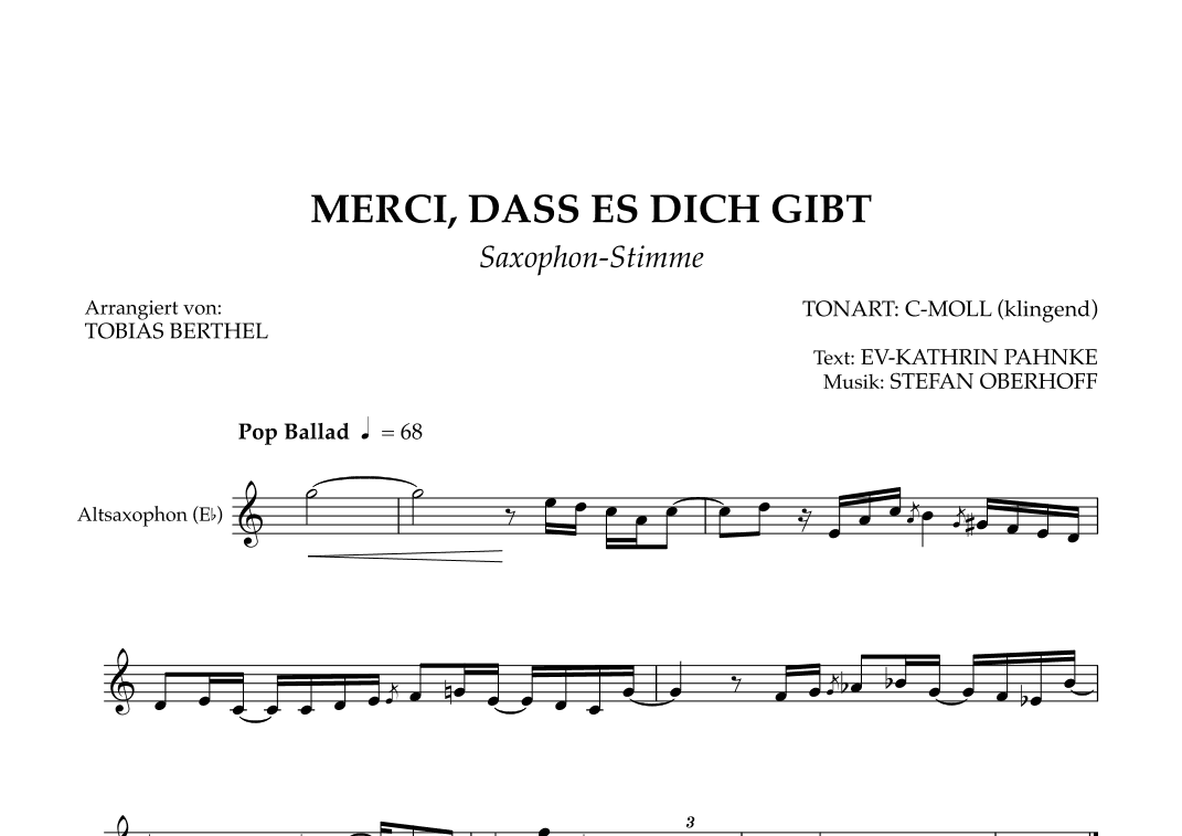 Merci, Dass Es Dich Gibt (arr. Tobias Berthel)