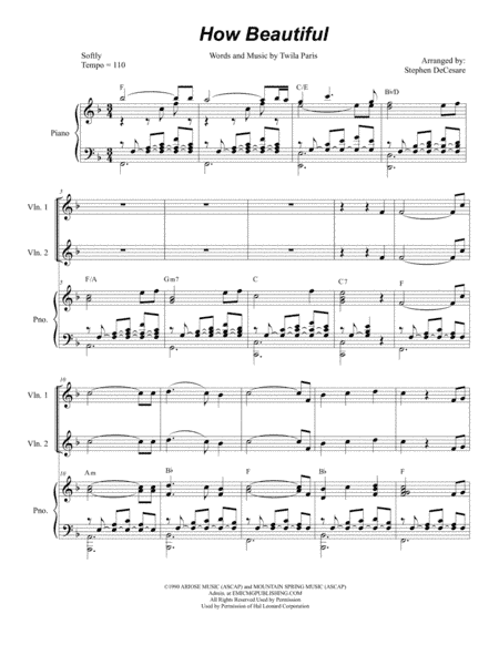 How Beautiful (arr. Stephen DeCesare)