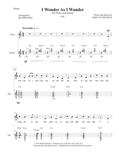 I Wonder As I Wander (arr. RG Rhoades)