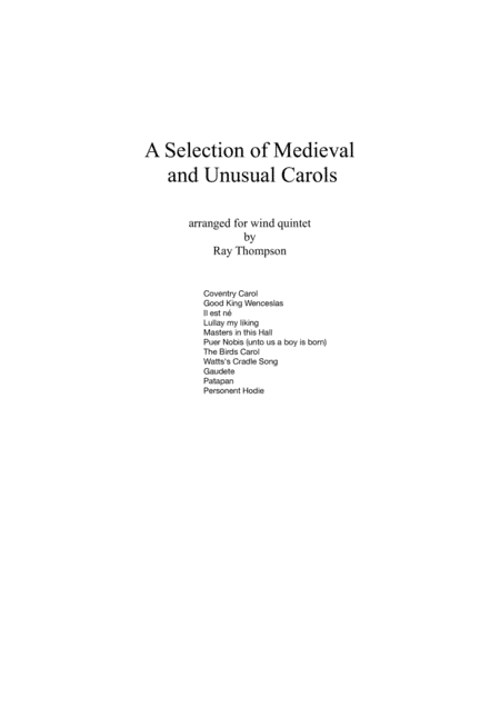 A Selection of Medieval  and Unusual Carols for Wind Quintet (arr. Ray Thompson)
