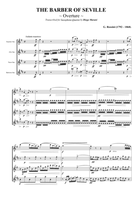 Overture from "The Barber Of Seville" for Saxohone Quartet (SATB) (arr. Diego Marani)