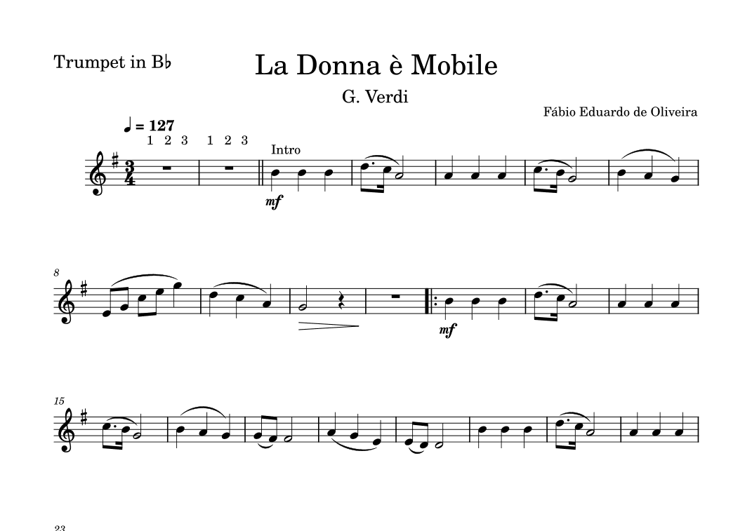 La Donna è Mobile - Rigoletto (Verdi)  - Easy Arrangement (arr. Fabio Eduardo de Oliveira)