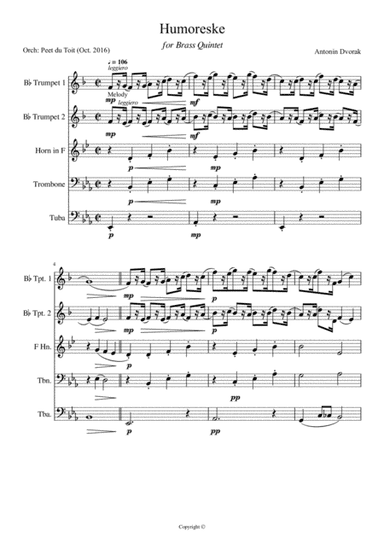 Humoreske - Antonin Dvorak (arr. Peet du Toit)