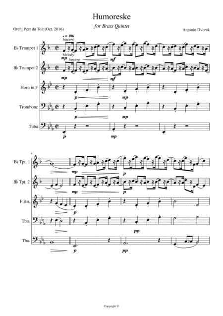 Humoreske - Antonin Dvorak (arr. Peet du Toit)