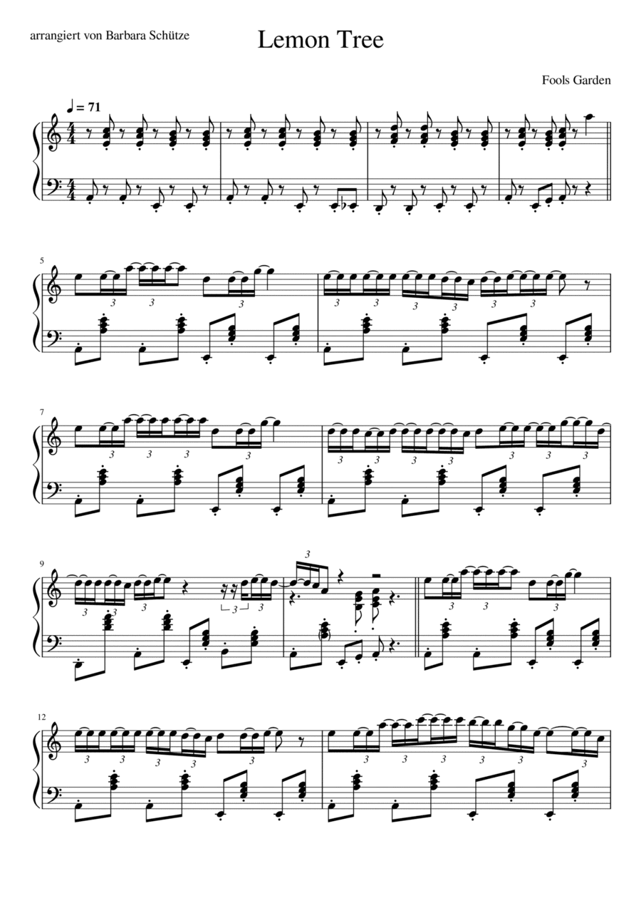 Lemon Tree (arr. Barbara Schütze)