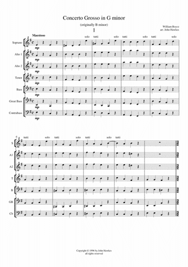 William Boyce Concerto Grosso in G minor (arr. John Hawkes)