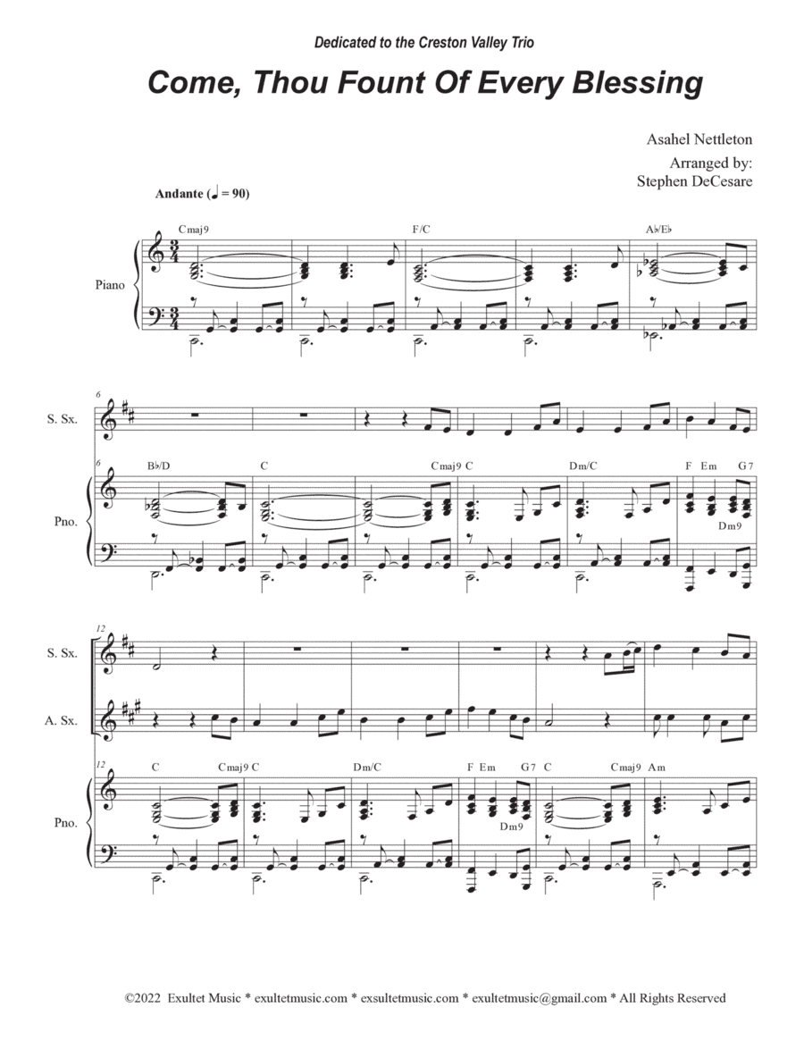 Come, Thou Fount Of Every Blessing (Duet for Soprano and Alto Saxophone) (arr. Stephen DeCesare)