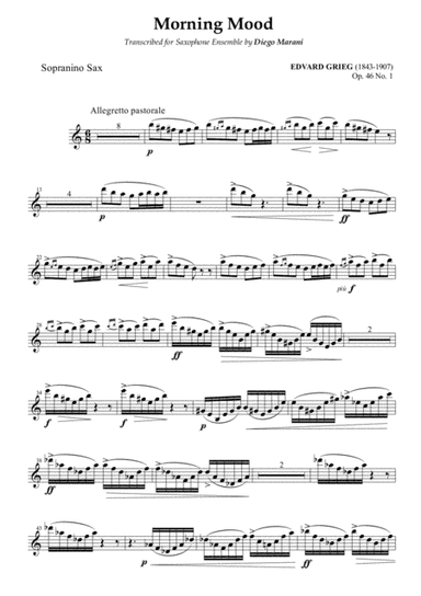Peer Gynt Suite Op. 46 No. 1 for Saxophone Ensemble - Sopranino Sax (arr. Diego Marani)