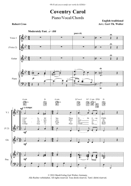 Coventry Carol (arr. Gert Th. Walter)