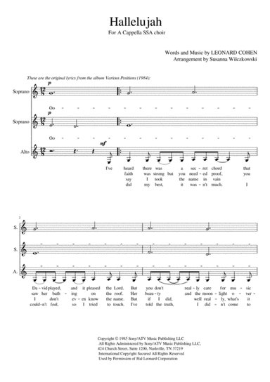 Hallelujah (arr. Susanna Wilczkowski)