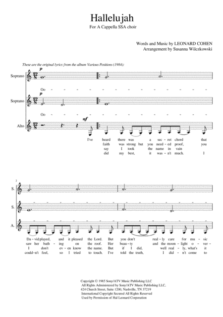 Hallelujah (arr. Susanna Wilczkowski)