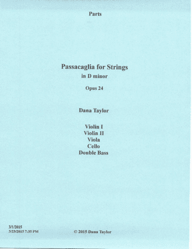 Passacaglia for Strings, Opus 24 - Parts