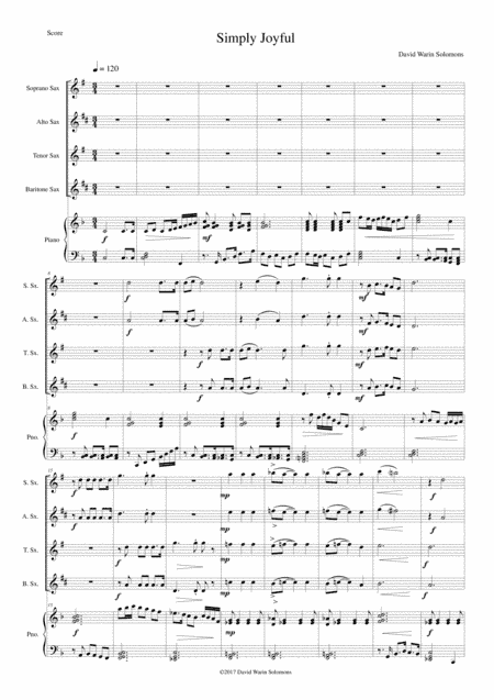 Simply joyful for saxophone quartet and piano