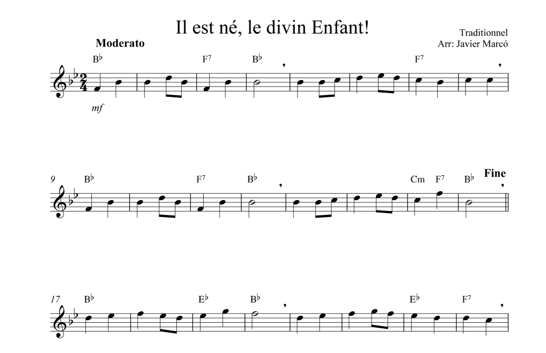 Christmas Carols for Alto Recorder: Il est né, le divin Enfant! (arr. Javier Marcó)