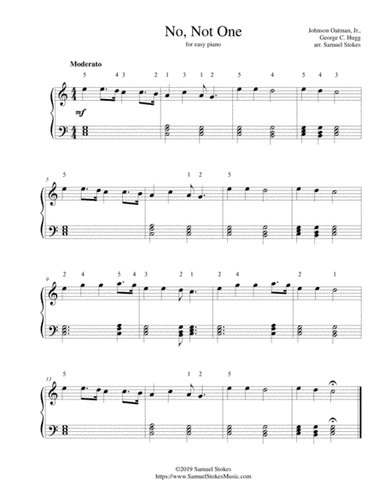 No, Not One - for easy piano (arr. Samuel Stokes)