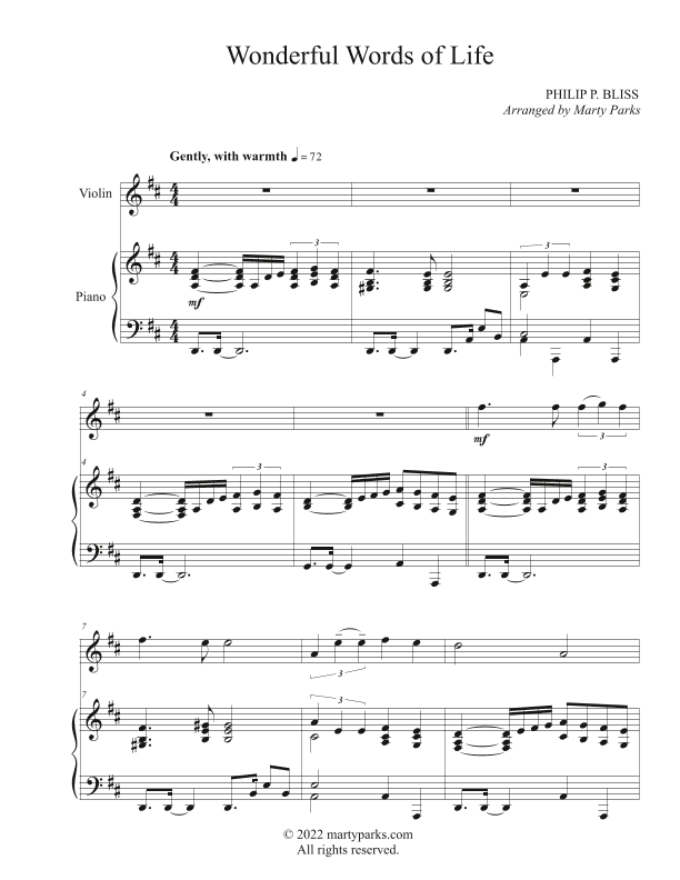 Wonderful Words of Life (Violin-Piano) (arr. Marty Parks)