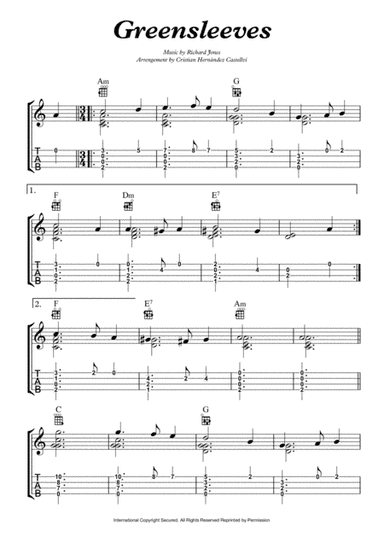 "Greensleeves" Ukelele arrangement (arr. Cristian Hernandez Castellvi)