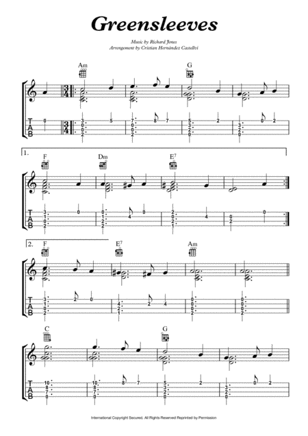 "Greensleeves" Ukelele arrangement (arr. Cristian Hernandez Castellvi)