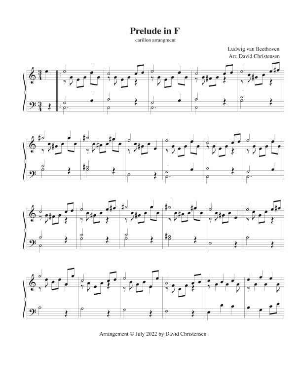 Prelude in F for carillon (arr. David Christensen)