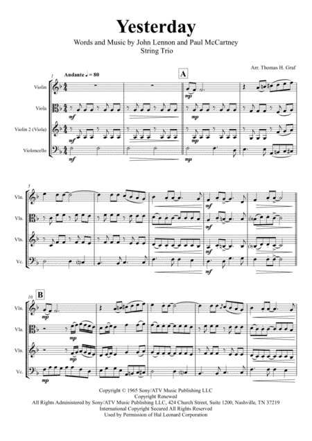 Yesterday (arr. Thomas H. Graf)