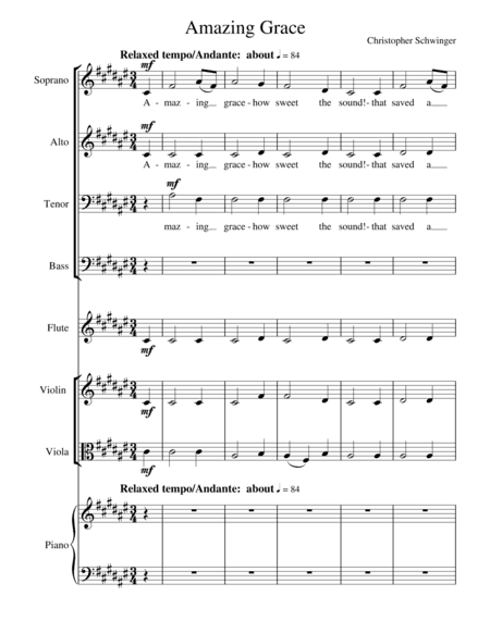 Amazing Grace - #2 of 5 in my Suite of Hymns (arr. Christopher Schwinger)