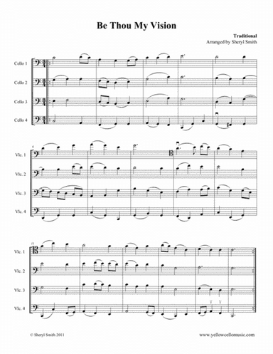 Be Thou My Vision, arranged for four cellos (cello quartet) (arr. Yellow Cello Music)