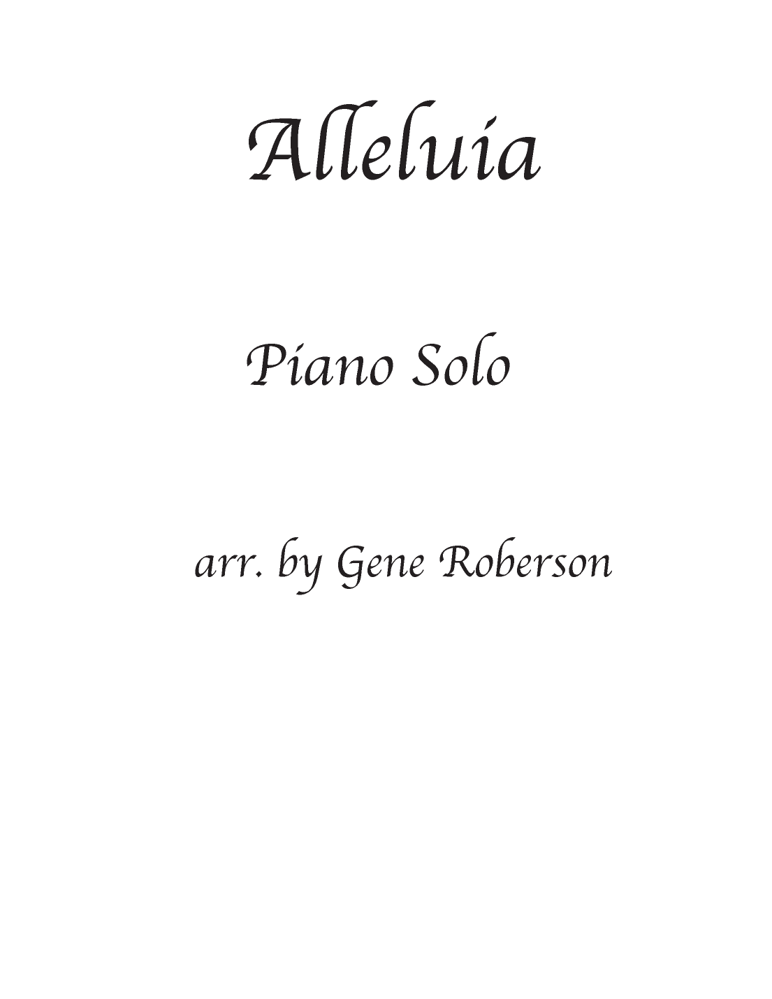Alleluia Caccici  Intermed Piano Solo (arr. Gene Roberson)