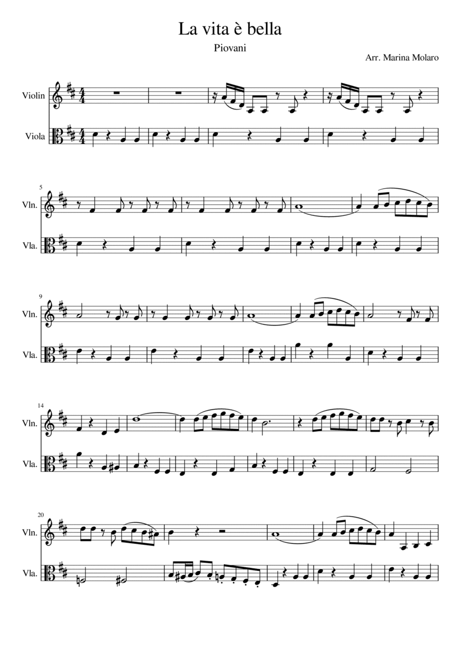 Life Is Beautiful (la Vita E Bella) (arr. Marina Molaro)