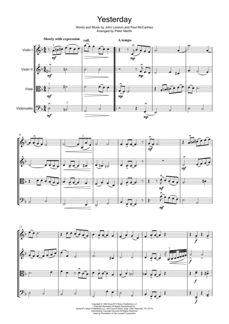 Yesterday (arr. Peter Martin)