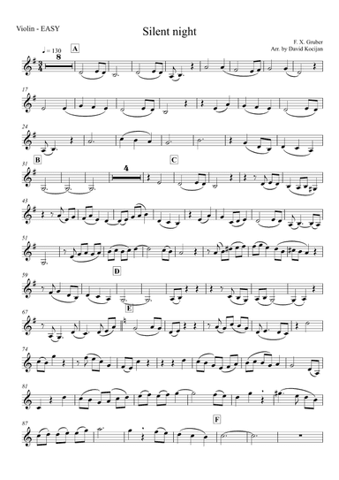Silent night - violin & guitar instrumental - EASY (arr. David Kocijan)